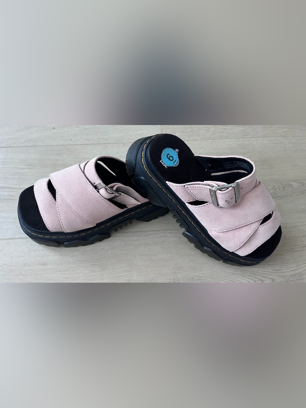 Dr. Martens Pink Suede Chunky Platform Slide Sandals - Picture 4 of 6